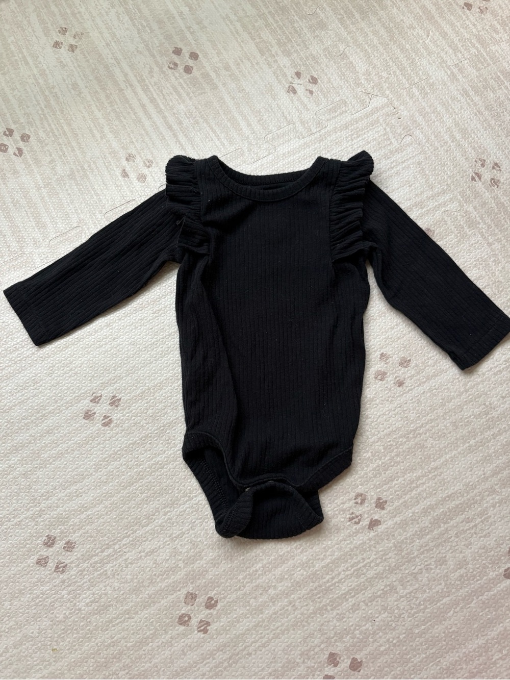 Cat & Jack Black Ribbed Long-Sleeve Ruffle Bodysuit
